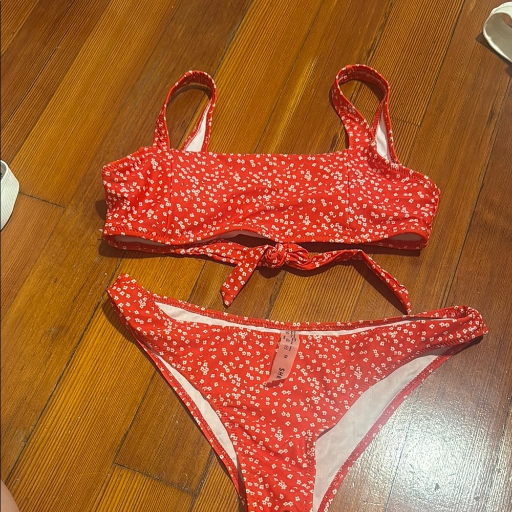 Red Floral Bikini Set